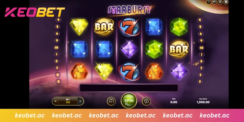 กราฟิกอวกาศและอัญมณีที่สวยงามของเกม Starburst